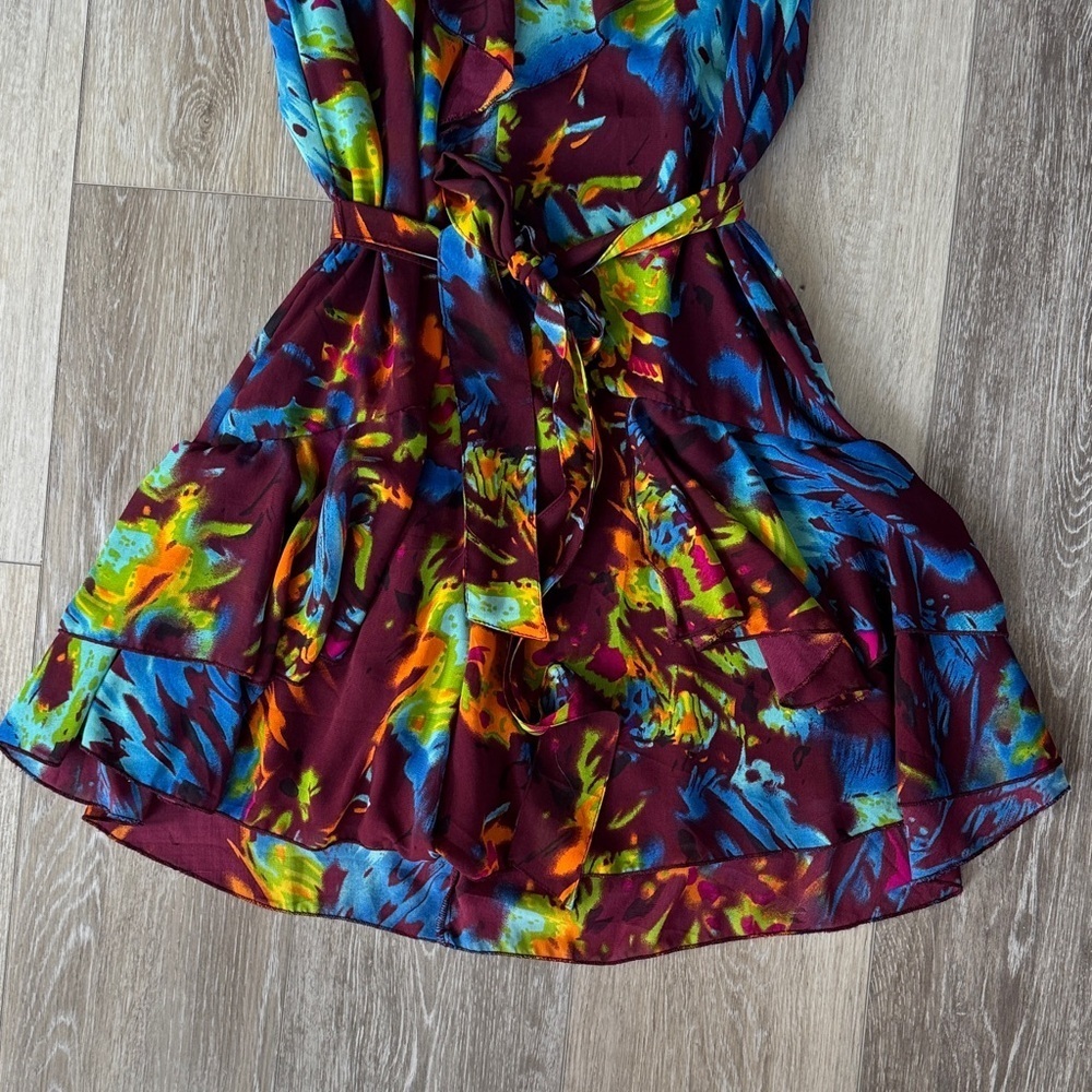 Floral Ruffle Tie-Waist Mini Dress NWOT - Picture 5 of 6